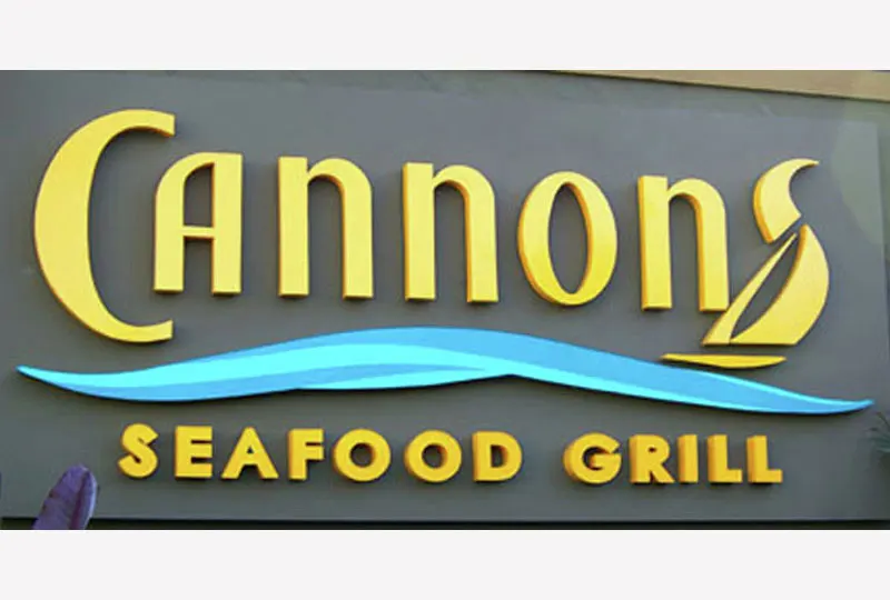 Cannons Seafood Grill Sign